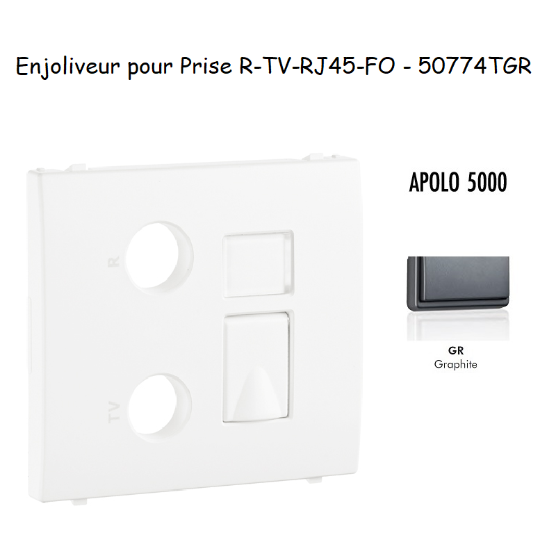 Enjoliveur pour prise R TV RJ45 FO APOLO5000 50774TGR Graphite