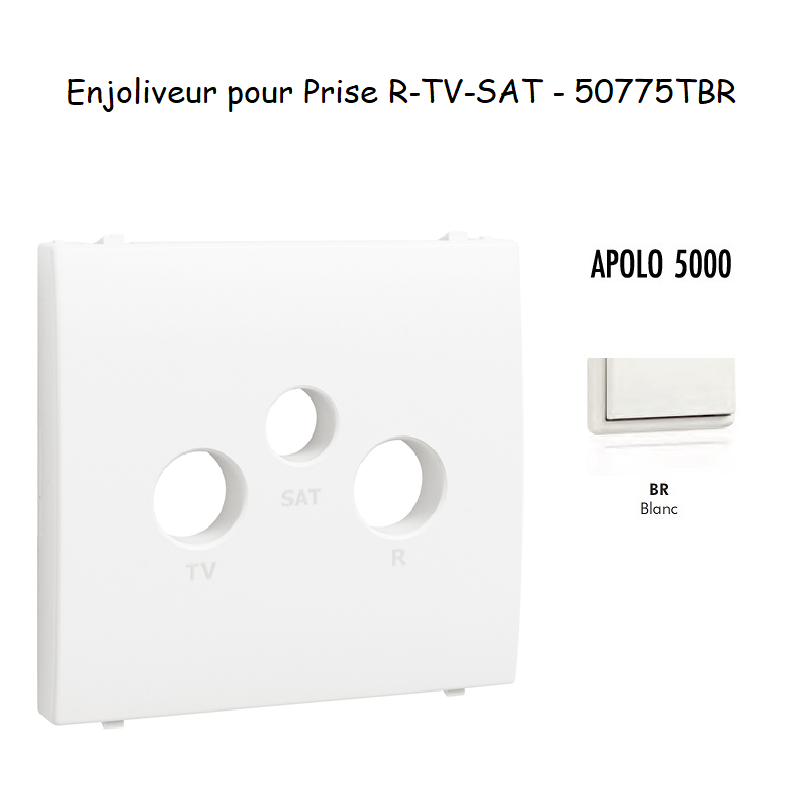 Enjoliveur pour prise R TV SAT APOLO5000 50775TBR Blanc