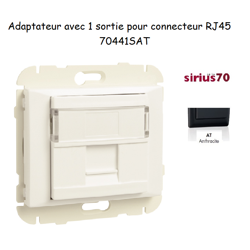 Adaptateur avec Module 1 sortie pour connecteur RJ45 Sirius70441SAT Anthracite