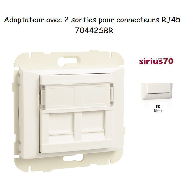 Adaptateur avec Module 2 sorties pour connecteurs RJ45 Sirius70442SBR Blanc