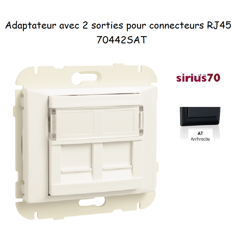 Adaptateur avec Module 2 sorties pour connecteurs RJ45 Sirius70442SAT Anthracite