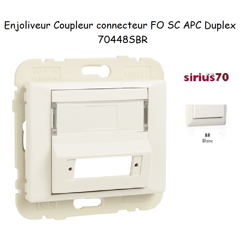 Enjoliveur coupleur connecteur fibre optique sc apc duplex Sirius70448SBR Blanc