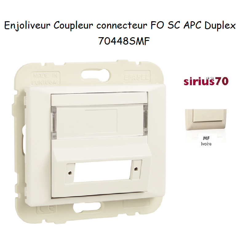 Enjoliveur coupleur connecteur fibre optique sc apc duplex Sirius70448SMF Ivoire