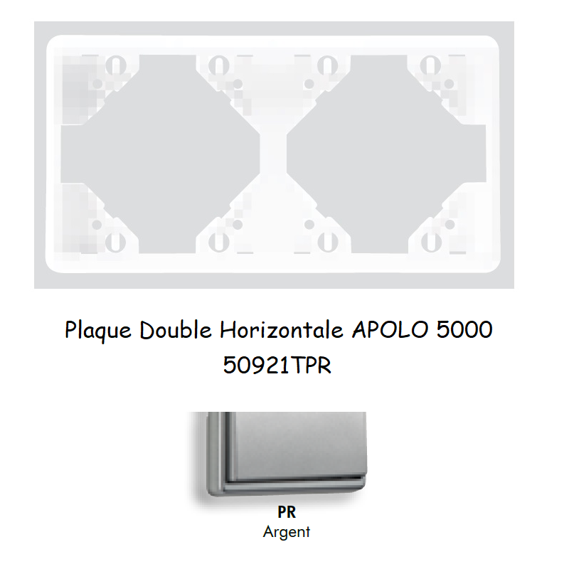 Plaque Double Horizontale APOLO5000 50921TPR ARGENT