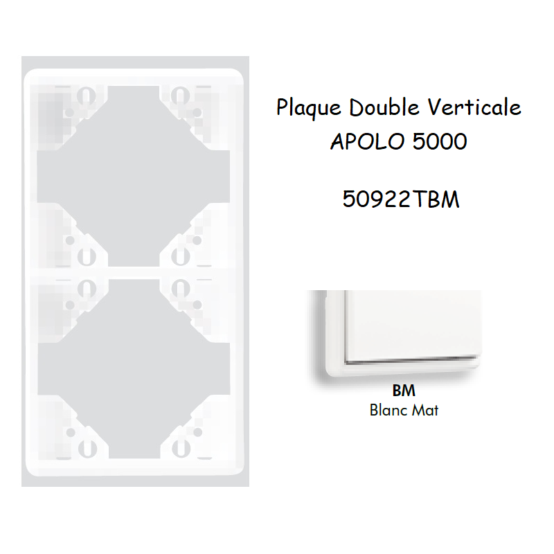 Plaque Double Verticale APOLO5000 50922TBM BLANC MAT
