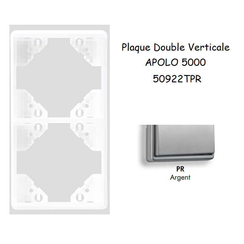 Plaque Double Verticale APOLO5000 50922TPR ARGENT