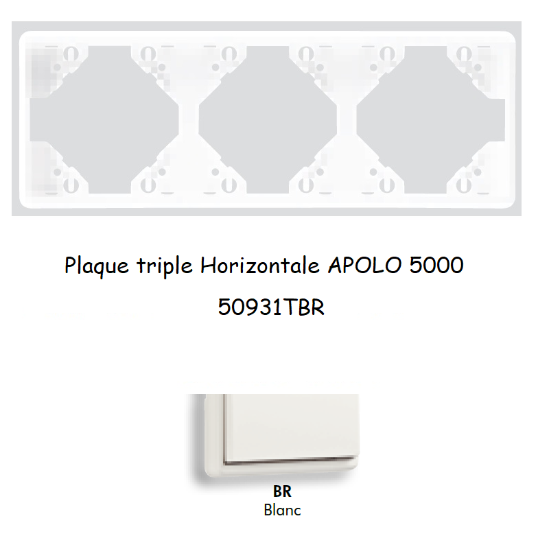 Plaque triple Horizontale APOLO5000 50931TBR BLANC