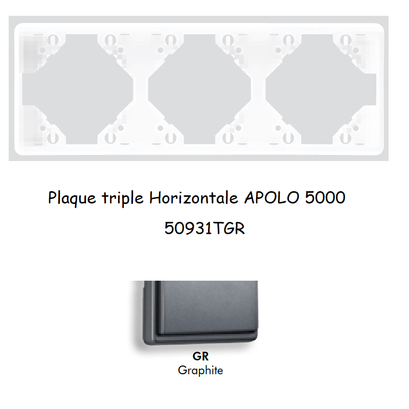 Plaque triple Horizontale APOLO5000 50931TGR GRAPHITE