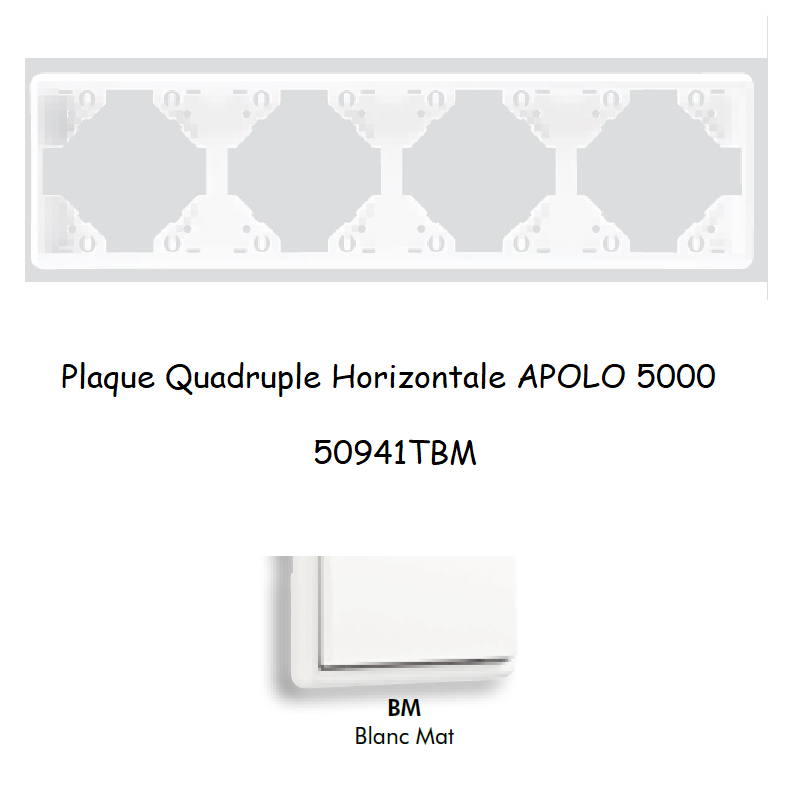 Plaque Quadruple Horizontale APOLO5000 50941TBM BLANC