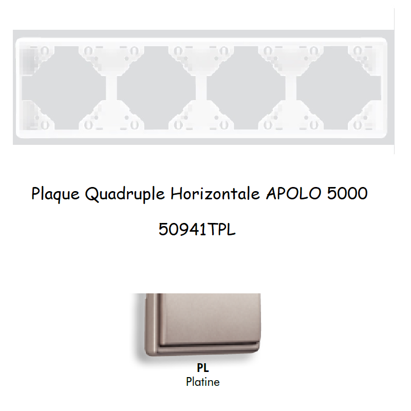 Plaque Quadruple Horizontale APOLO5000 50941TPL PLATINE
