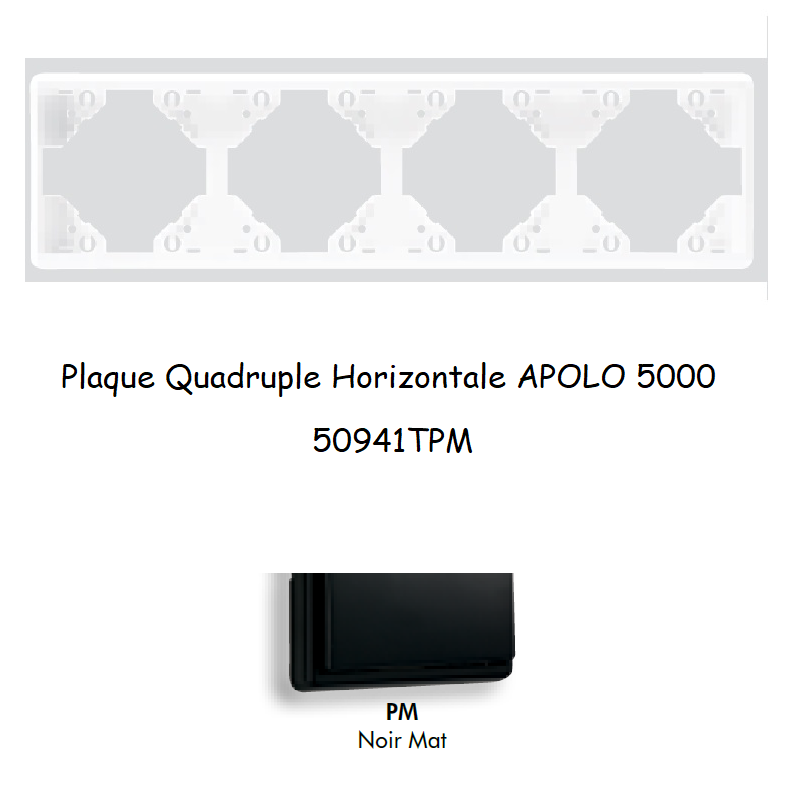 Plaque Quadruple Horizontale APOLO5000 50941TPM NOIR MAT