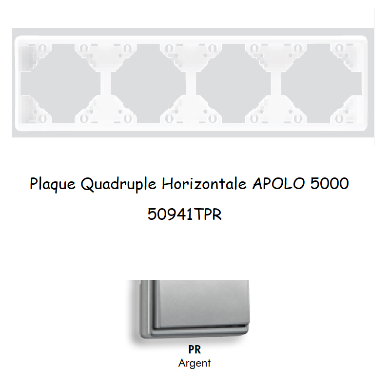 Plaque Quadruple Horizontale APOLO5000 50941TPR ARGENT