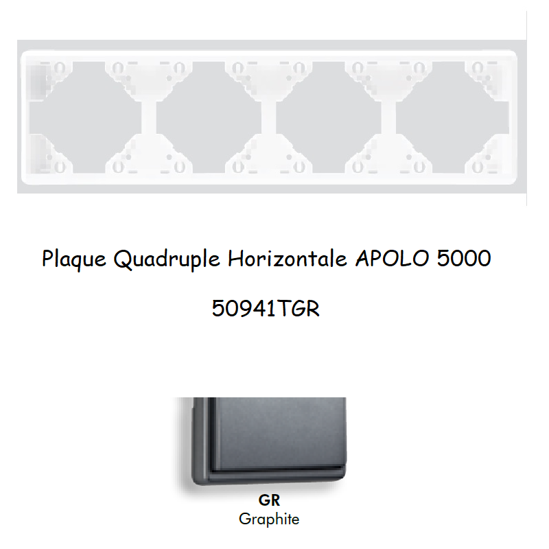 Plaque Quadruple Horizontale APOLO5000 50941TGR GRAPHITE