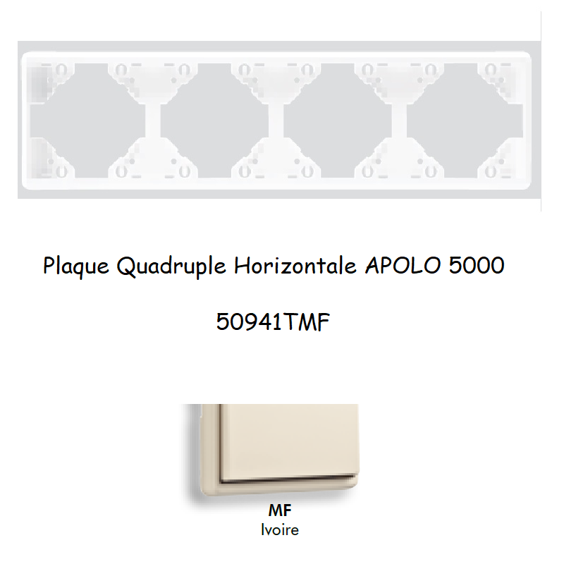 Plaque Quadruple Horizontale APOLO5000 50941TMF IVOIRE