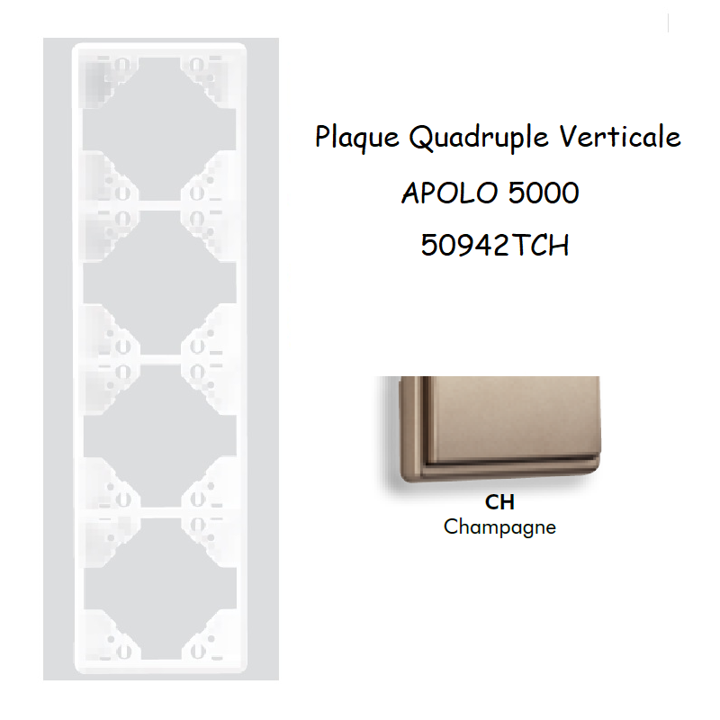 Plaque Quadruple Verticale APOLO5000 50942TCH CHAMPAGNE