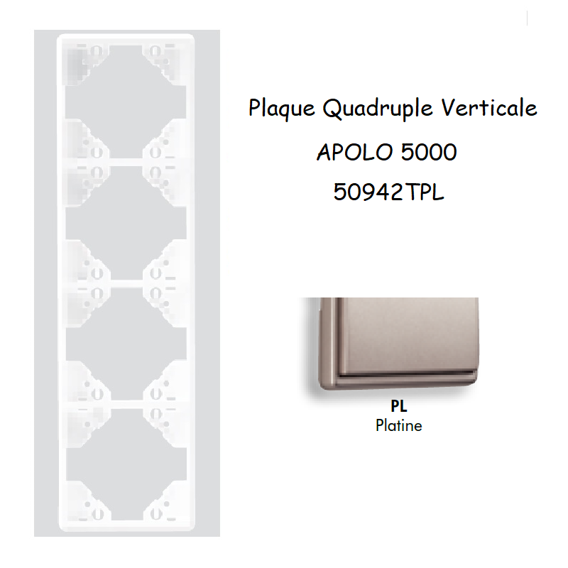 Plaque Quadruple Verticale APOLO5000 50942TPL PLATINE