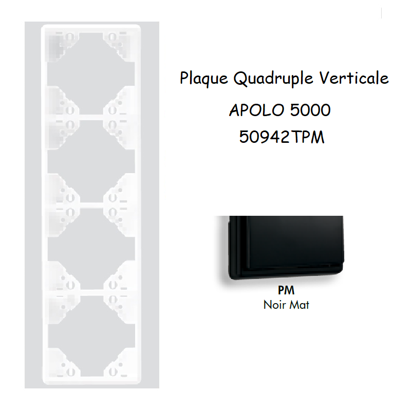 Plaque Quadruple Verticale APOLO5000 50942TPM Noir MAT