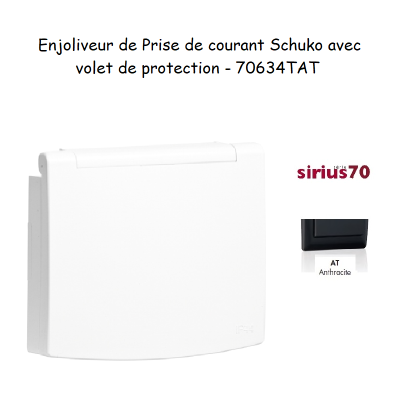 Enjoliveur pour prise de courant schuko avec volet de protection Sirius 70634TAT Anthracite