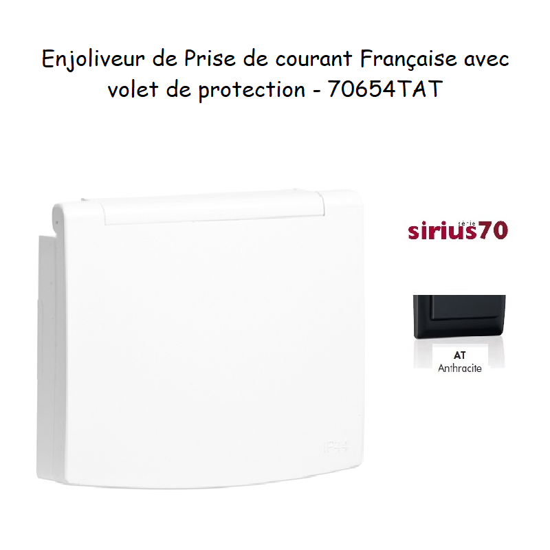 Enjoliveur pour prise de courant françasie avec volet de protection Sirius 70654TAT Anthracite