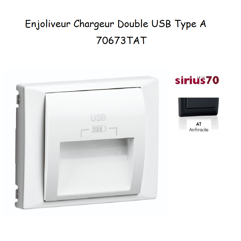 Enjoliveur pour double chargeur usb Sirius 70673TAT Anthracite