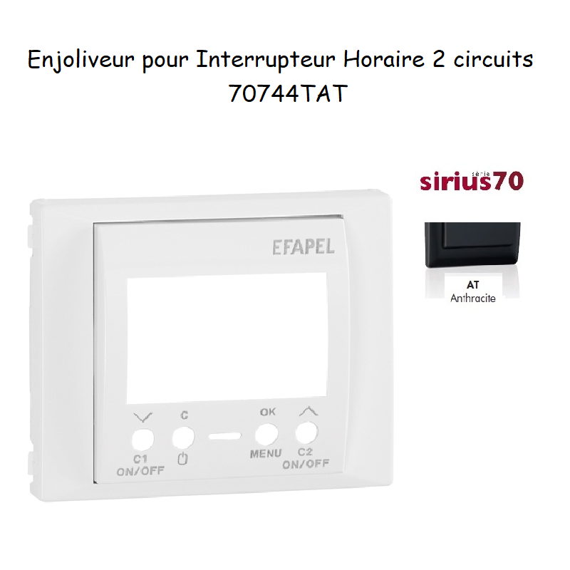 Enjoliveur pour interrupteur horaire digital de 2 circuits Sirius 70744TAT Anthracite