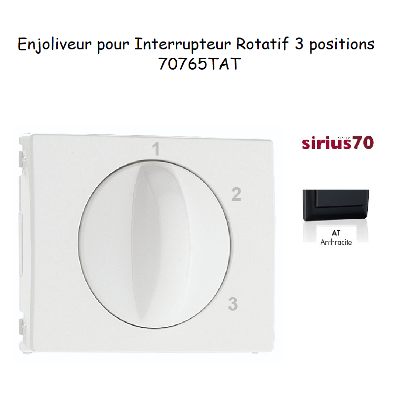 Enjoliveur pour interrupteur rotatif 3 positions Sirius70765TAT Anthracite