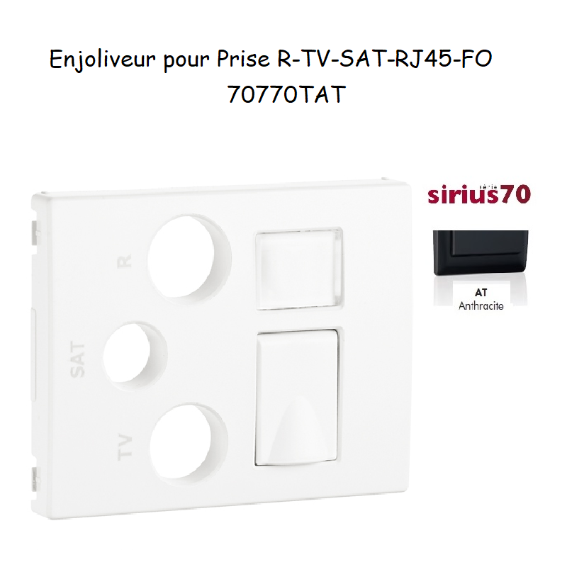 Enjoliveur pour prise R TV SAT RJ45 Fibre Optique Sirius 70770TAT Anthracite