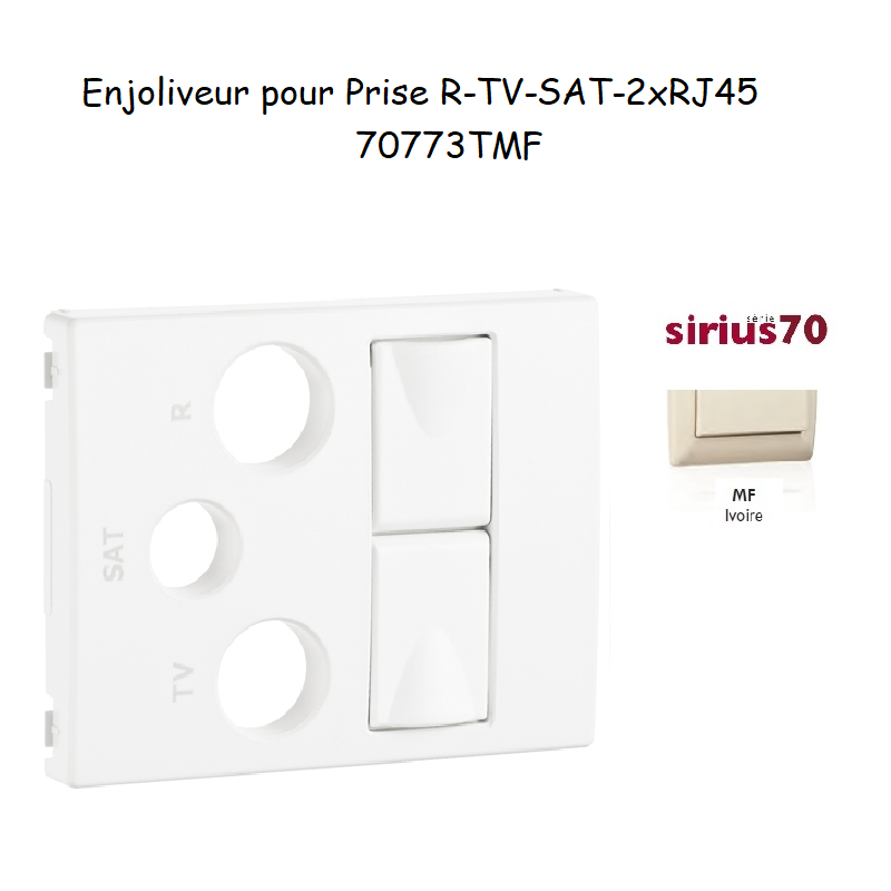 Enjoliveur pour prise R TV SAT 2xRJ45 Sirius 70773TMF Ivoire