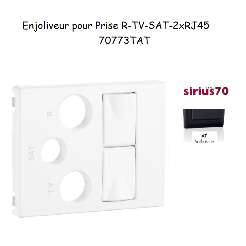 Enjoliveur pour prise R TV SAT 2xRJ45 Sirius 70773TAT Anthracite