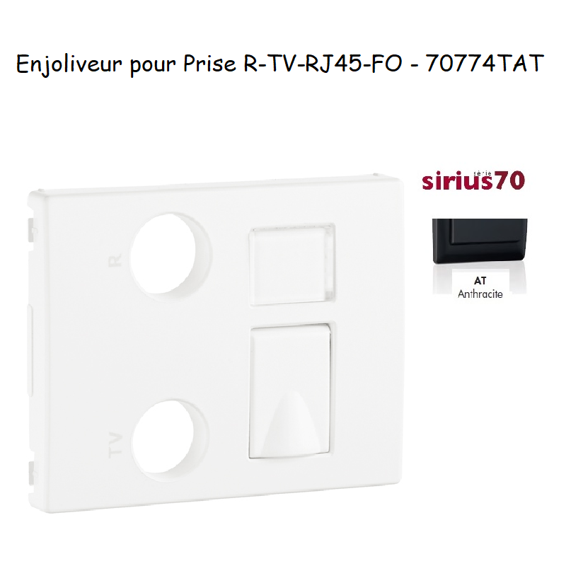 Enjoliveur pour prise R TV RJ45 Fibre Optique Sirius 70774TAT Anthracite