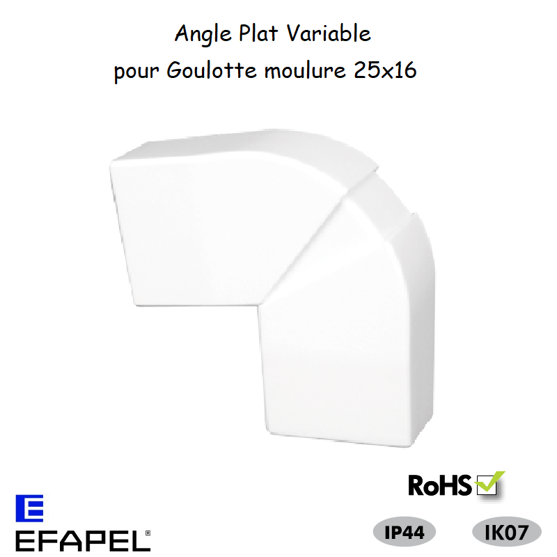 Angle plat variable pour goulotte série 10 Moulures 25x16 10453ABR