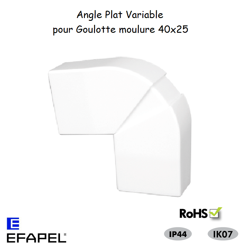 Angle plat variable pour goulotte série 10 Moulures 40x25 10483ABR