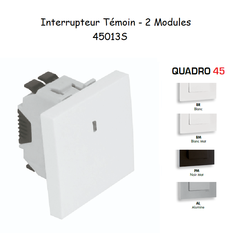 Interrupteur Témoin 2 modules Quadro 45013S
