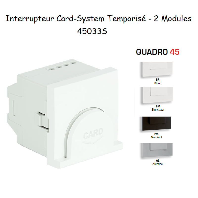 Interrupteur card system 2 modules Quadro 45033S