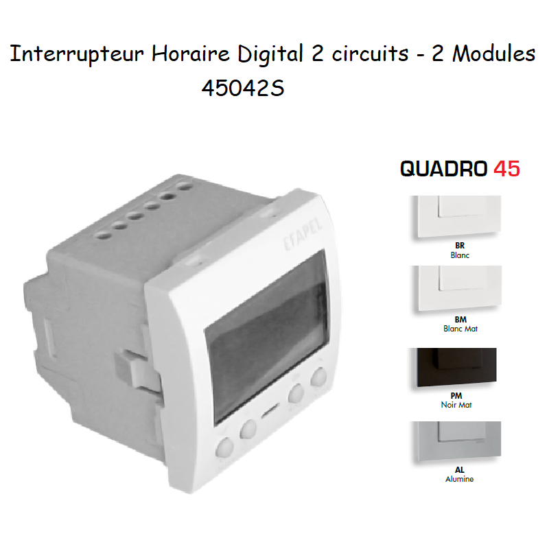 Interrupteur Horaire Digital 2 Circuits 2 modules Quadro 45042S