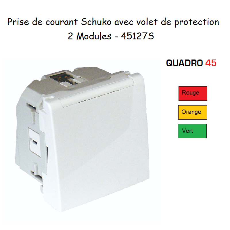 Prise de courant Schuko droite 90° 2 modules Quadro 45127S ROV
