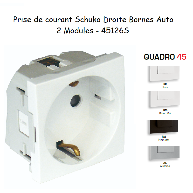 Prise de courant schuko 2 modules Quadro 45126S