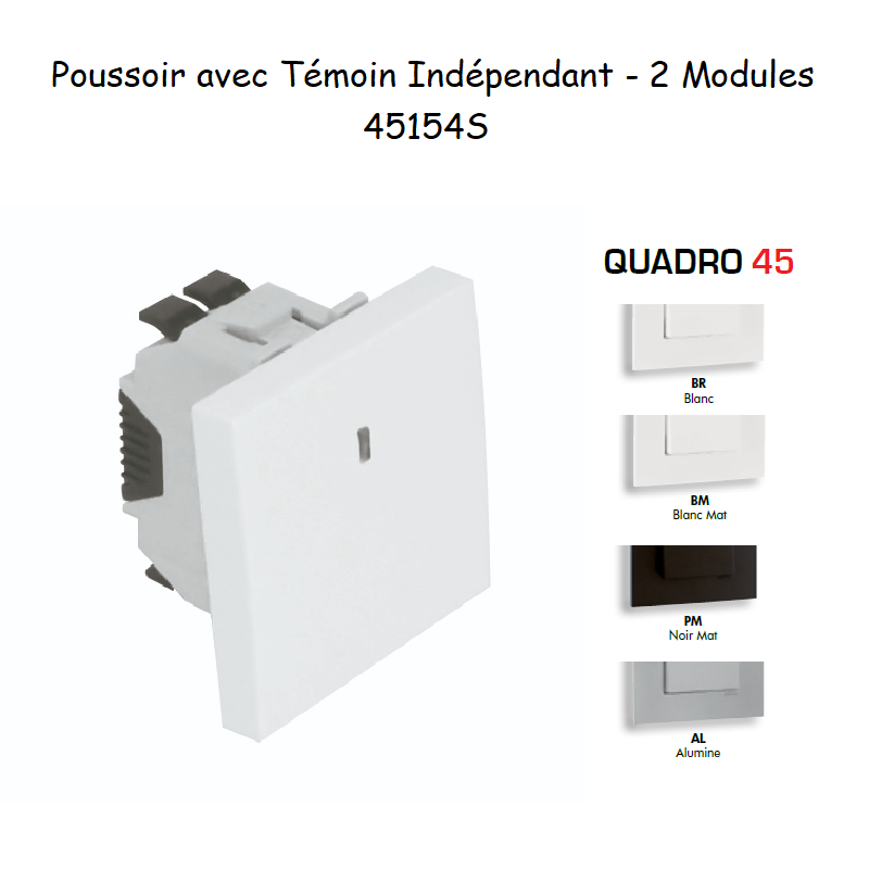 poussoir avec témoin indépendant 2 modules Quadro 45154S