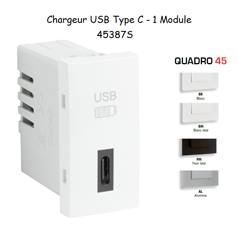 Chargeur USB Type C - 1 Module 45387S