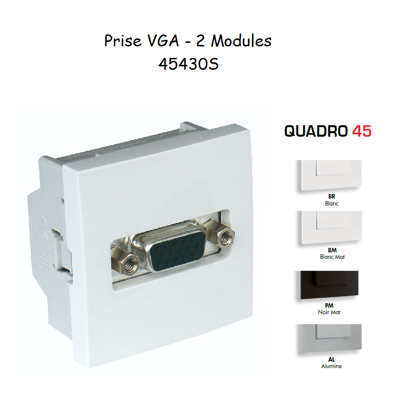 Prise VGA 2 modules Quadro 45430S