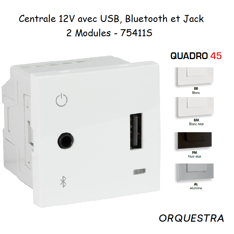 Centrale avec USB, Bluetooth et Jack 3,5 mm 12 V 75411S