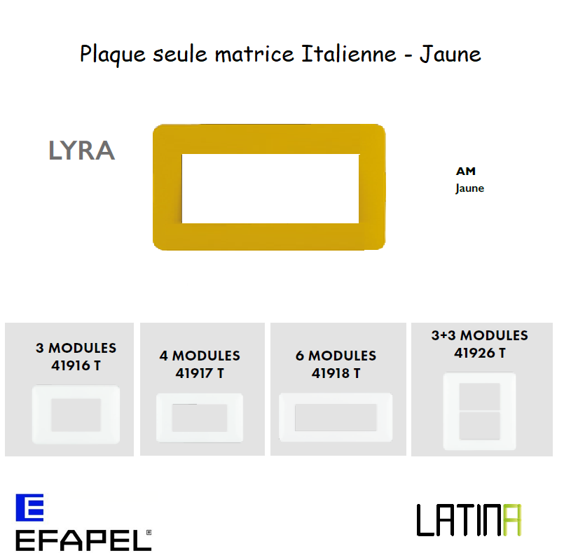 Plaque lyra matrice italienne 41916TAM 42917TAM 42918TAM 42926TAM Jaune
