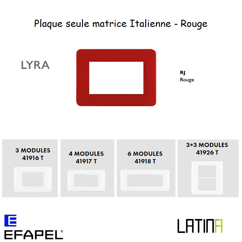 Plaque lyra matrice italienne 41916trj 41917TRJ 42918TRJ 42926TRJ Rouge