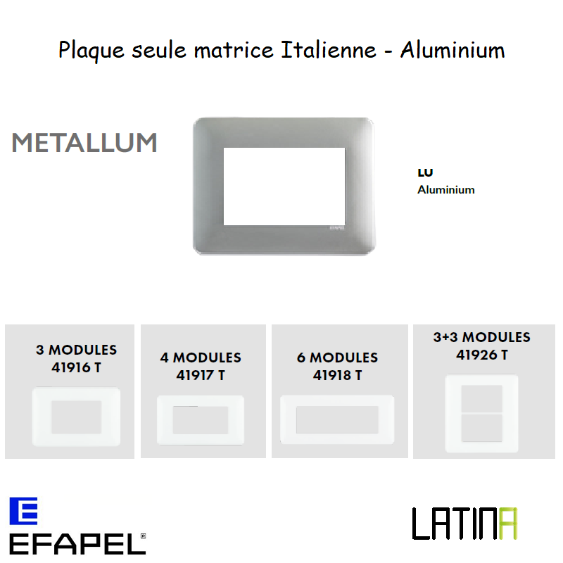 Plaque metallum matrice italienne 41916TLU 41917TLU 42918TLU 42926TLU Aluminium