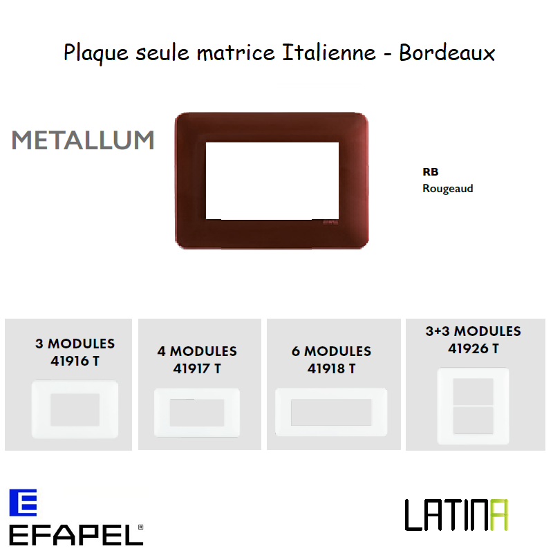 Plaque metallum matrice italienne 41916TRB 41917TRB 42918TRB 42926TRB Rouge