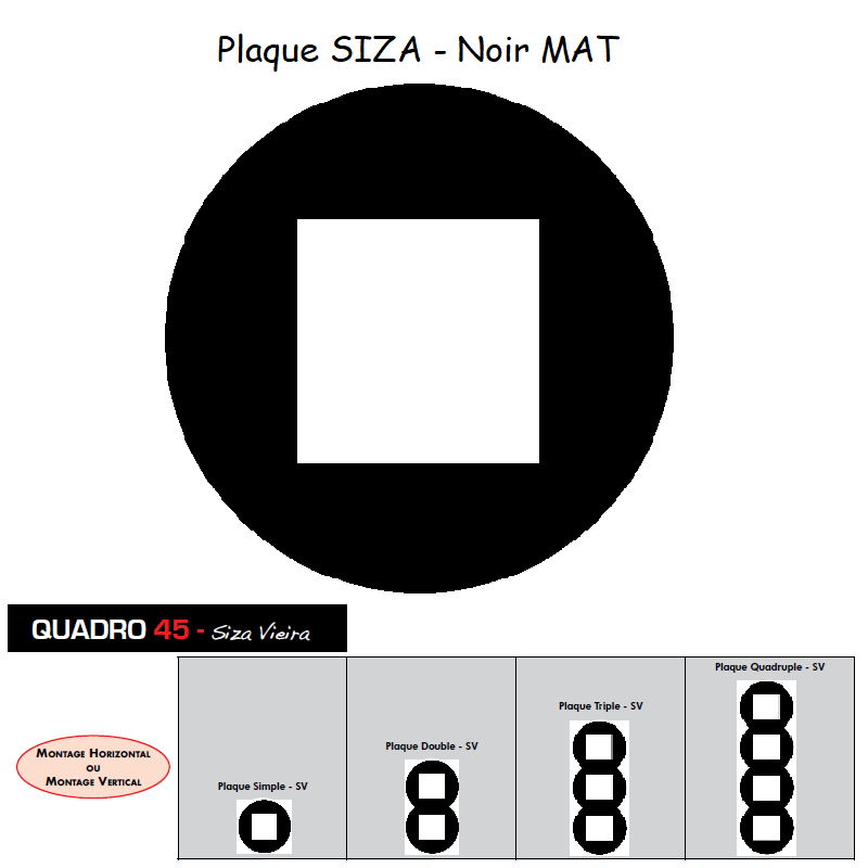 Plaque Quadro45 Siza Vieira Ronde Noir MAT 45911TPM