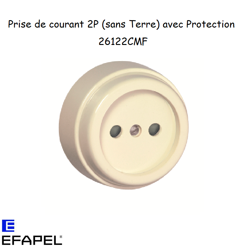 Prise de courant 2P avec protection rétro 26122CMF