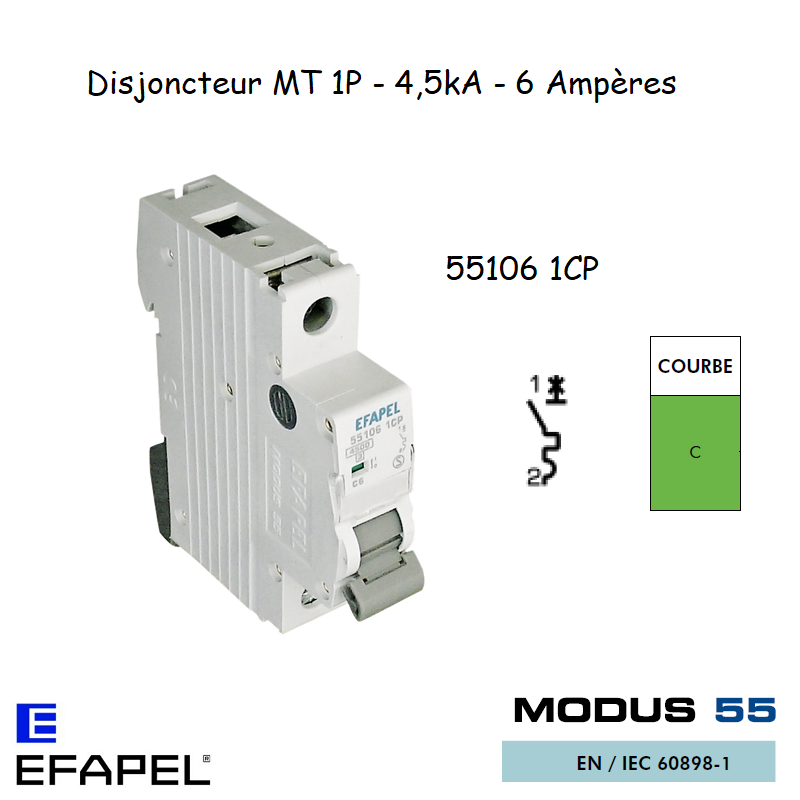 Disjoncteur Magnétothermique Plus 1 Pole 6A 55106 1CP