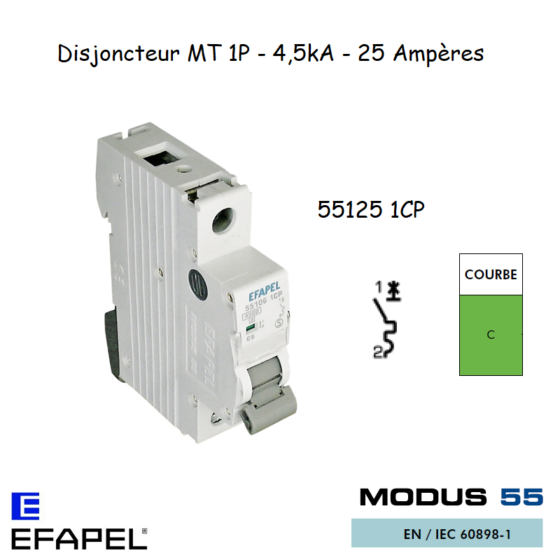 Disjoncteur Magnétothermique Plus 1 Pole 25A 55125 1CP