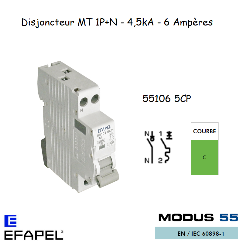 Disjoncteur Magnétothermique Plus 6A 55106 5CP